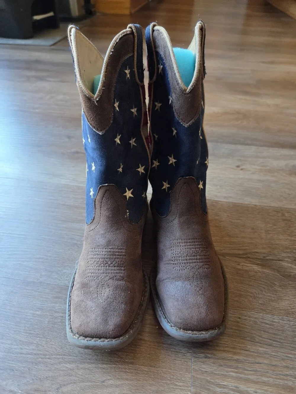 Roper American Patriotic Flag Square Toe Cowboy Mid Calf Boots Little kids 1Y